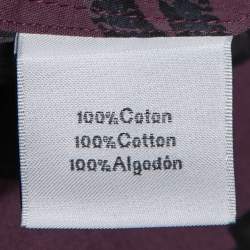 Pre Owned Hermes Dark Purple Printed Cotton Button Front Shirt L