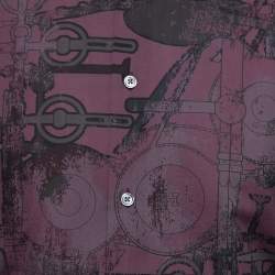 Pre Owned Hermes Dark Purple Printed Cotton Button Front Shirt L