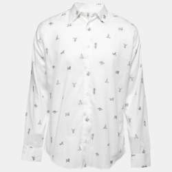 Hermes White Horse Patterned Cotton Button Front Shirt M