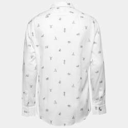 Hermes White Horse Patterned Cotton Button Front Shirt M
