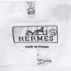 Hermes White Horse Patterned Cotton Button Front Shirt M