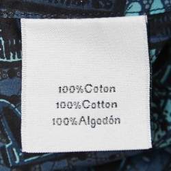 Hermes Blue Printed Cotton Button Front Shirt L