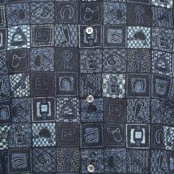 Hermes Blue Printed Cotton Button Front Shirt L