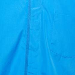 Hermes Blue Cotton Zip-Up Short Sleeve Shirt L
