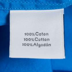 Hermes Blue Cotton Zip-Up Short Sleeve Shirt L
