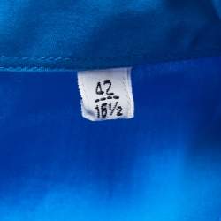 Hermes Blue Cotton Zip-Up Short Sleeve Shirt L