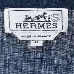 Hermes Navy Blue Linen Tunic Shirt L