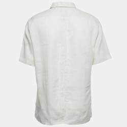 Hermes Ecru White Linen Short Sleeve Shirt L