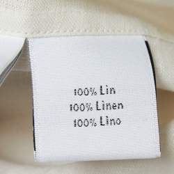 Hermes Ecru White Linen Short Sleeve Shirt L