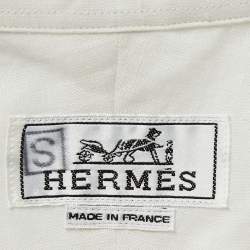 Hermes Ecru White Linen Short Sleeve Shirt L