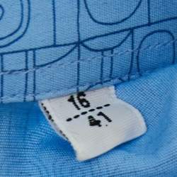 Pre Owned Hermes Light Blue Geometric Patterned Cotton Button Front Shirt L