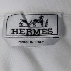Hermes White Cotton Pique Crew Neck T-Shirt L