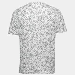Pre Owned Hermes White Printed Cotton T-Shirt L