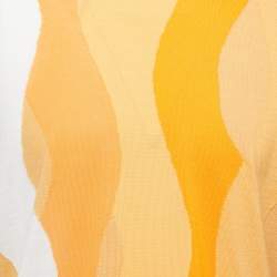 Pre Owned Hermes Orange Colorblock Cashmere & Silk Knit T-Shirt L
