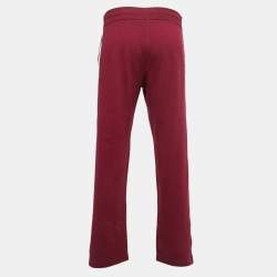 Hermes Burgundy Cotton Knit Side Stripe Joggers M