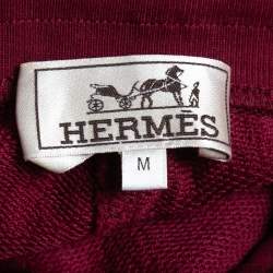 Hermes Burgundy Cotton Knit Side Stripe Joggers M
