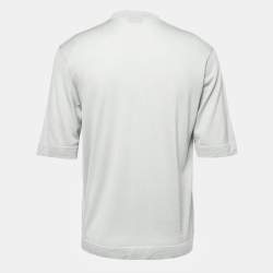 Hermes Grey Patterned Cashmere Blend Knit T-Shirt L 