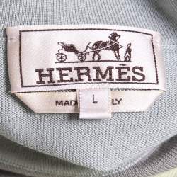 Hermes Grey Patterned Cashmere Blend Knit T-Shirt L 