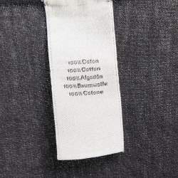 Hermes Grey Cotton Knit Stripe Detail Polo T-Shirt L