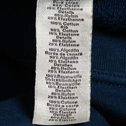 Hermes Blue Cotton Stripe Detail Half Sleeve Crew Neck T-Shirt L