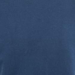 Hermes Blue Cotton Stripe Detail Half Sleeve Crew Neck T-Shirt L