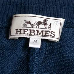 Hermes Blue Cotton Knit Side Stripe Track Pants M