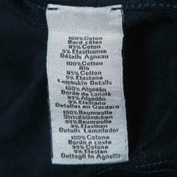 Pre Owned Hermes Navy Blue Cotton Leather Patch Detail Crew Neck T-Shirt L