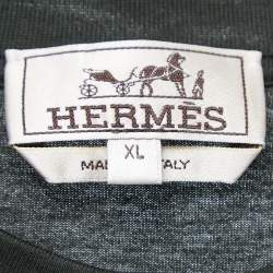 Pre Owned Hermes Dark Green Cotton Graphic T-Shirt XL