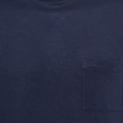 Hermes Navy Blue Cotton Pique Pocket Detail T-Shirt XXL