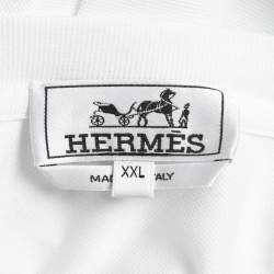 Hermes White Cotton Pique Crew Neck Half Sleeve T-Shirt XXL