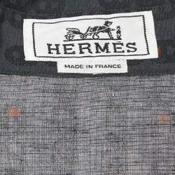 Hermes Blue Printed Linen Blend Full Sleeve Shirt XL
