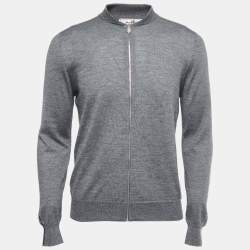 Hermes Grey Cashmere Blend Zip Front Jacket M