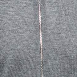 Hermes Grey Cashmere Blend Zip Front Jacket M