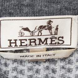 Hermes Grey Patterned Cashmere Crew Neck Sweater L
