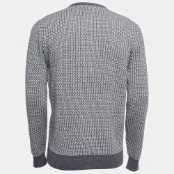Hermes Grey Patterned Cashmere Crew Neck Sweater L
