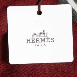 Hermes Red Cashmere Contrast Trim Crew Neck Pullover L