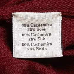 Hermes Red Cashmere Contrast Trim Crew Neck Pullover L