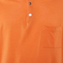 Pre Owned Hermès Orange Cotton Pique Polo T-Shirt 3XL