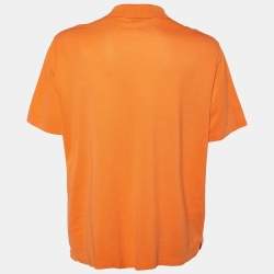 Pre Owned Hermès Orange Cotton Pique Polo T-Shirt 3XL