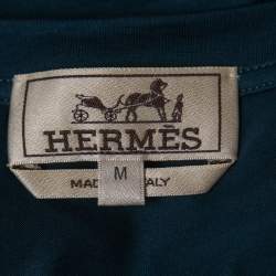 Hermès Bleu de Prus Her-mes Imprime Print Cotton Crew Neck T-Shirt M