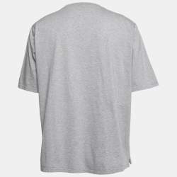 Pre Owned Hermes Grey Cotton Patch Detail Crew Neck T-Shirt XXL