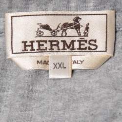 Pre Owned Hermes Grey Cotton Patch Detail Crew Neck T-Shirt XXL