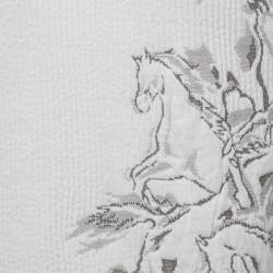 Pre Owned Hermes White Cavalcade Jacquard Cotton Rib Knit Crew Neck T-Shirt L