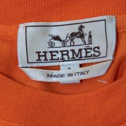 Hermes Orange Cotton Pique Crew Neck T-Shirt S