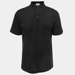 Pre Owned Hermes Black Cotton Pique PoloT-Shirt L
