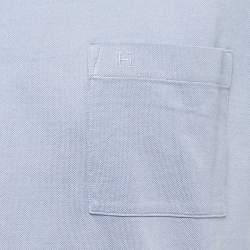 Pre Owned Hermes Blue Cotton Crew Neck Half Sleeve T-Shirt L