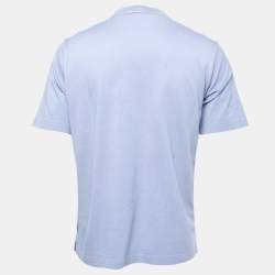 Pre Owned Hermes Blue Cotton Crew Neck Half Sleeve T-Shirt L