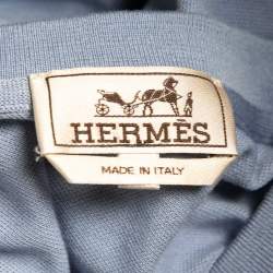 Pre Owned Hermes Blue Cotton Crew Neck Half Sleeve T-Shirt L