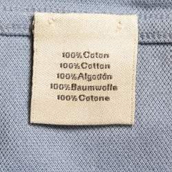 Pre Owned Hermes Blue Cotton Crew Neck Half Sleeve T-Shirt L