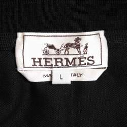 Pre Owned Hermes Black Cotton Crew Neck Half Sleeve T-Shirt L